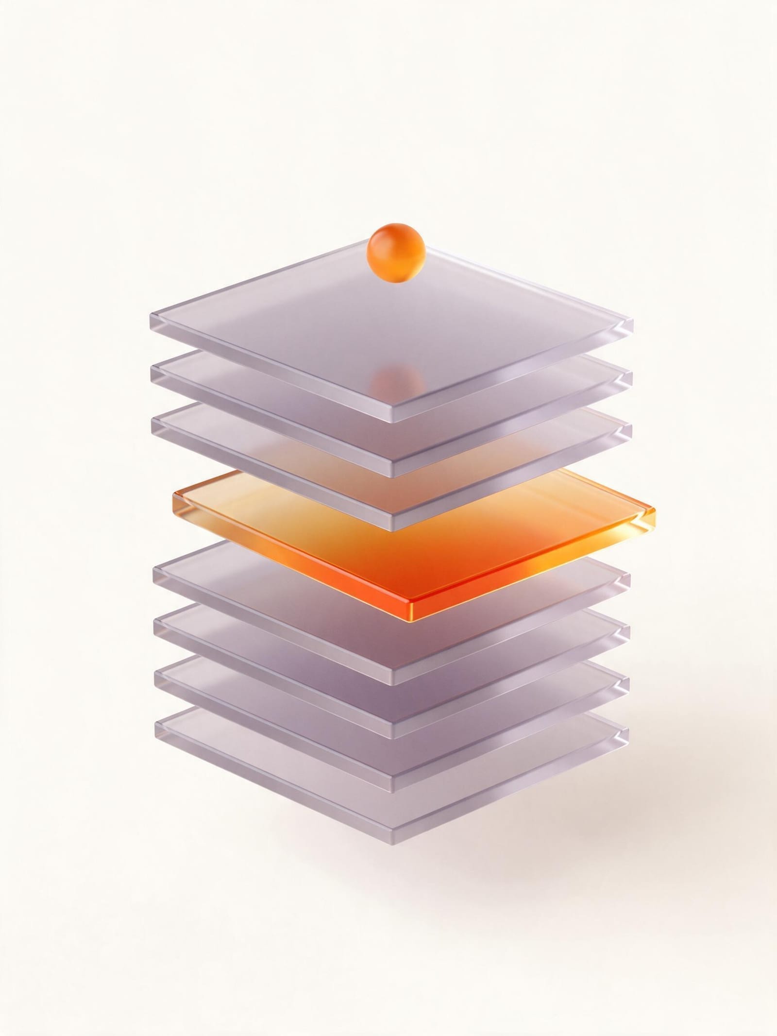 A stack of pale glass slabs with one glowing orange, the way a visibility check singles out your page